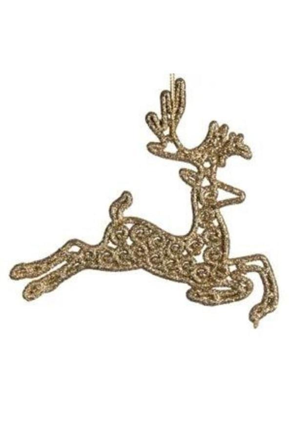 Parti Sürprizi Yılbaşı Çam Ağacı Altın Simli Geyik Süs 11 Cm 1 Adet - Image 1