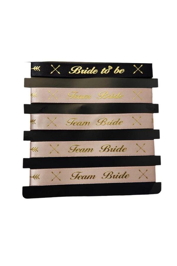 Parti Sürprizi Bride To Be Team Bride Yazılı Pembe Nedime Bileklik - Image 1