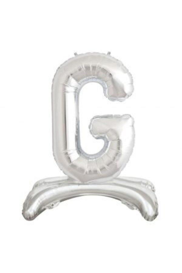 Parti Sürprizi Ayakta Durabilen Gümüş G Harf Folyo Balon - Image 1