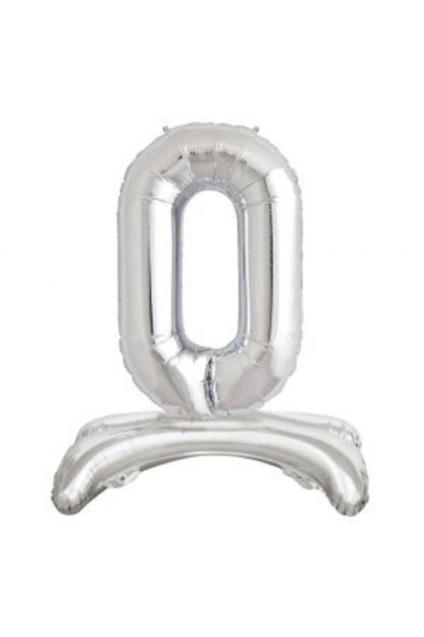 Parti Sürprizi Ayakta Durabilen Gümüş O Harf Folyo Balon - Image 1