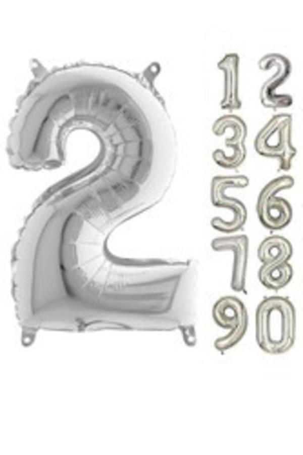 Parti Sürprizi 80 Cm Folyo Balon 2 Rakamı Gümüş Renkli - Image 1