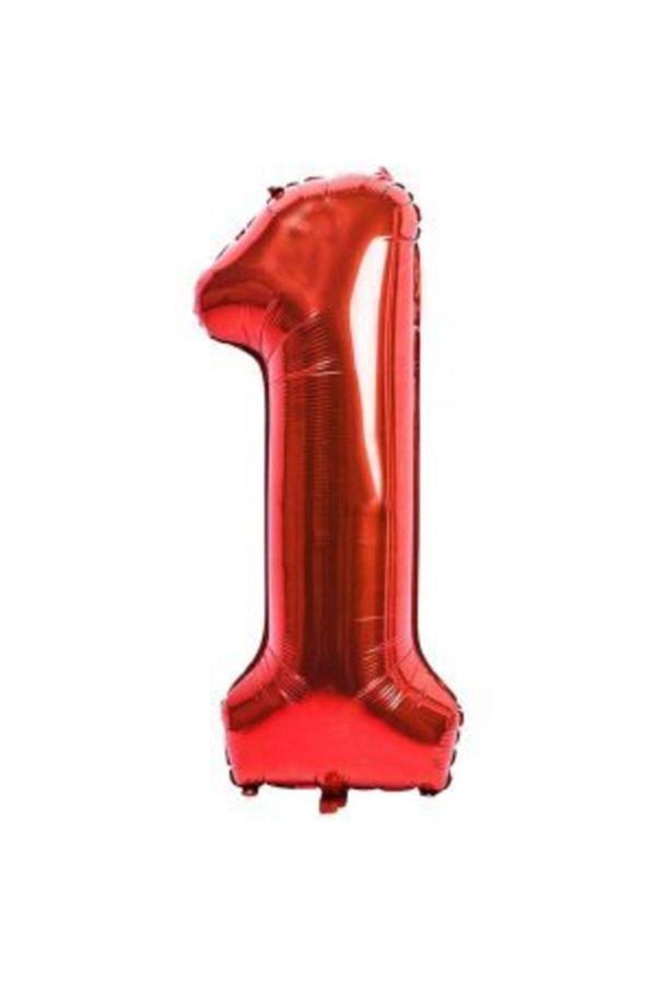 Parti Sürprizi Kırmızı 1 Rakam Folyo Balon 100 Cm - Image 1