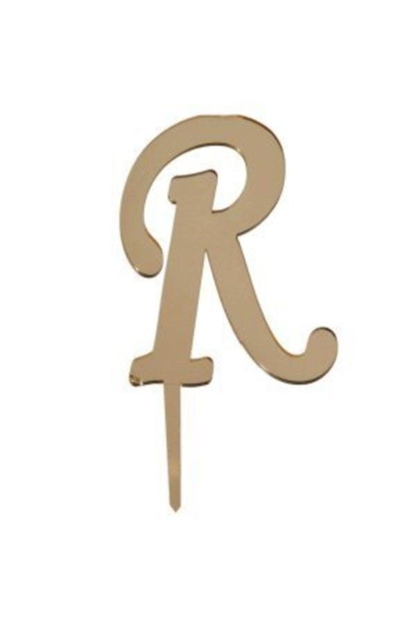 Parti Sürprizi R Harf Aynalı Altın Pleksi 7 cm - Image 1