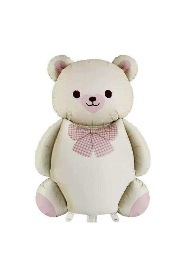 Parti Sürprizi Retro Krem Sevimli Ayı Balon Büyük Teddy Bear Folyo Balon - Image 1