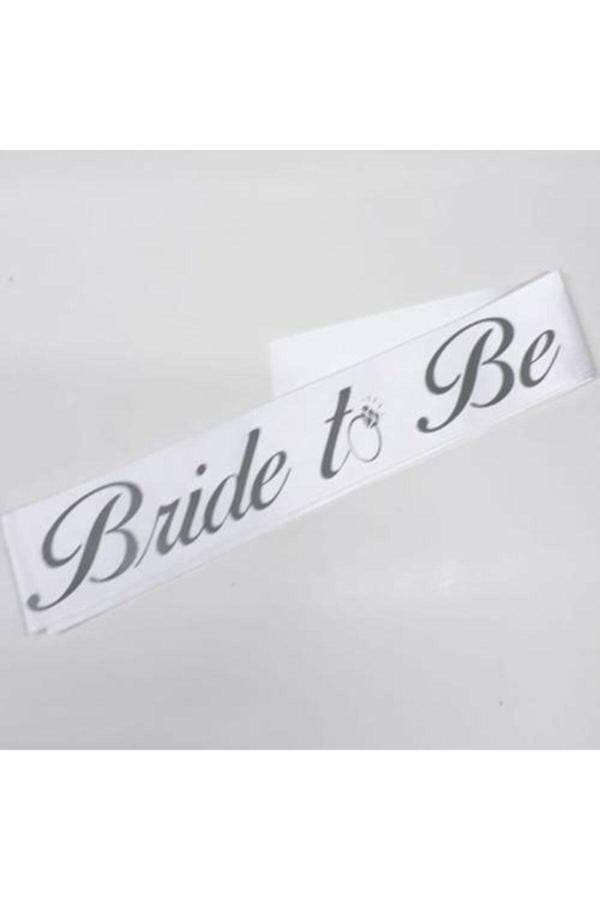 Parti Sürprizi Gümüş Bride To Be Yazılı Saten Kumaş - Image 1