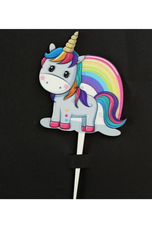 Parti Sürprizi Gökkuşağı Unicorn Pasta Kürdan Süs 1 Adet - Image 1