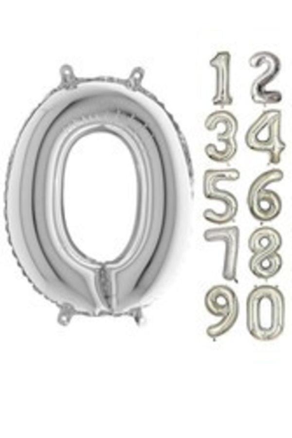 Parti Sürprizi 80 Cm Folyo Balon 0 Rakamı Gümüş Renk - Image 1