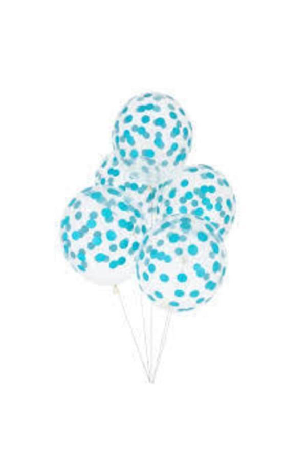 Parti Sürprizi Içi Bebek Mavi Renk Konfetili Şeffaf Süper Lüks Balon 10 Adet 30 Cm - Image 1