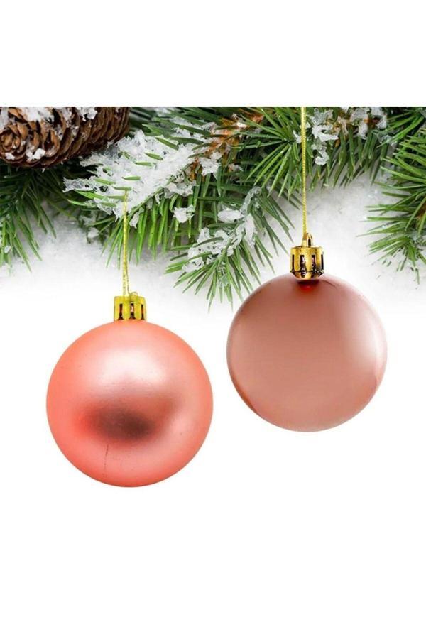 Parti Sürprizi Yılbaşı Çam Ağacı 4 cm Rose Gold 16 lı Top Süs - Image 1