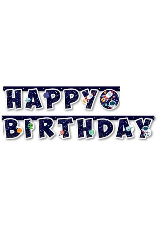 Parti Sürprizi Kozmik Glaksi Happy Bırthday Banner Afiş (2,10m) - Image 1
