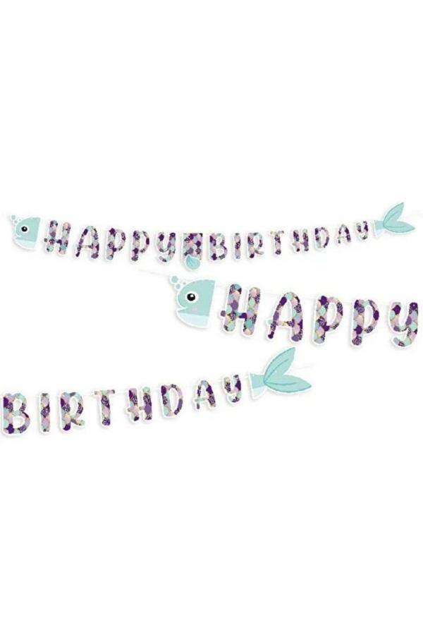 Parti Sürprizi Deniz Kızı Şekilli Happy Birthday Yazı - Image 1