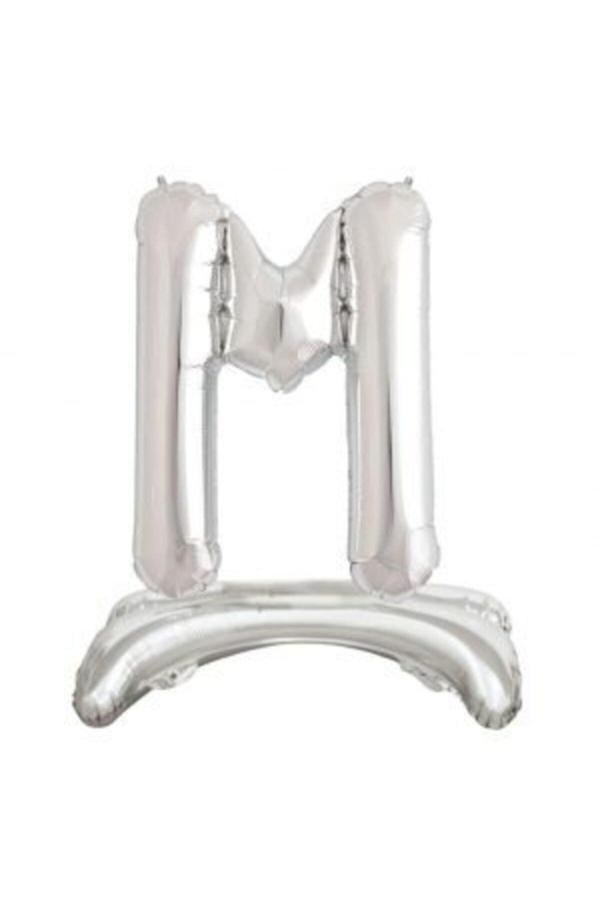 Parti Sürprizi Ayakta Durabilen Gümüş M Harf Folyo Balon - Image 1