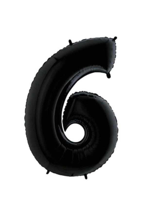 Parti Sürprizi Siyah 6 Rakam Folyo Balon 100 Cm 1 Adet - Image 1