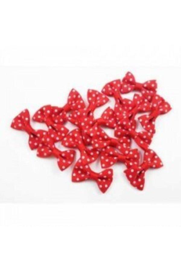 Parti Sürprizi Kırmızı Beyaz Puanlı Mini Fiyonk 25'Li - Image 1