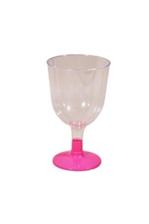 Parti Sürprizi Pembe Ayaklı Şeffaf Kadeh Bardağı 6'lı - Image 1