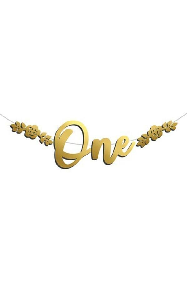 Parti Sürprizi Gold One Yazılı Banner - Image 1
