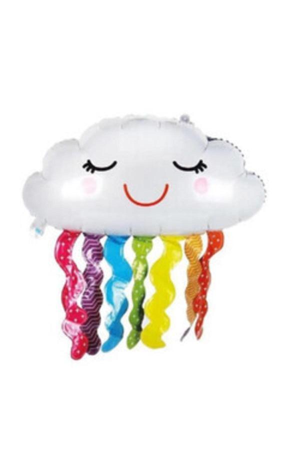 Parti Sürprizi Mutlu Bulut Folyo Balon Renkli Püsküllü 80 Cm - Image 1