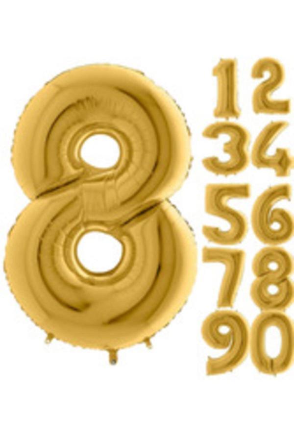 Parti Sürprizi 80 Cm Folyo Balon 8 Rakamı Gold Altın Renk - Image 1
