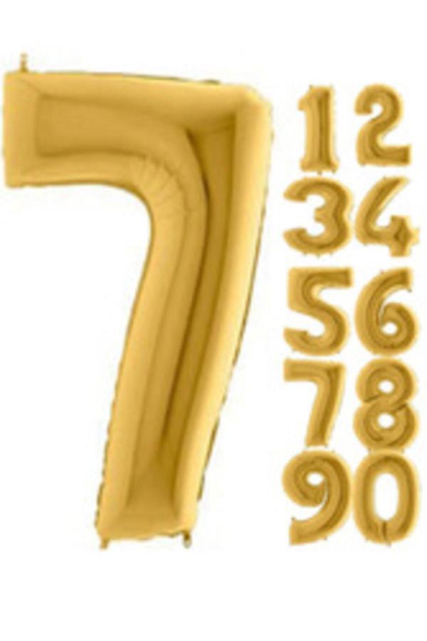 Parti Sürprizi 80 Cm Folyo Balon 7 Rakamı Gold Altın Renk - Image 1
