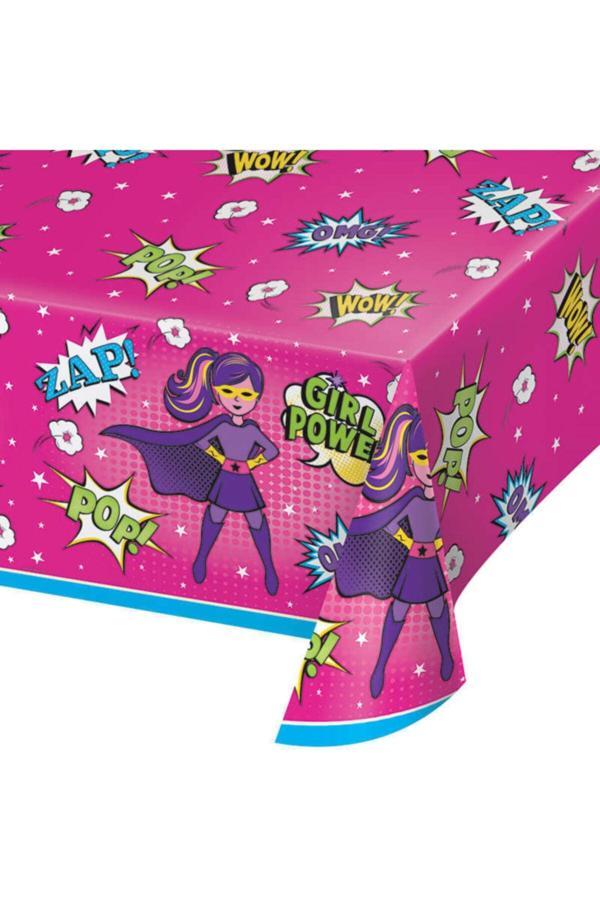 Parti Sürprizi Superhero Girl Teması Masa Örtüsü 1 Adet - Image 1