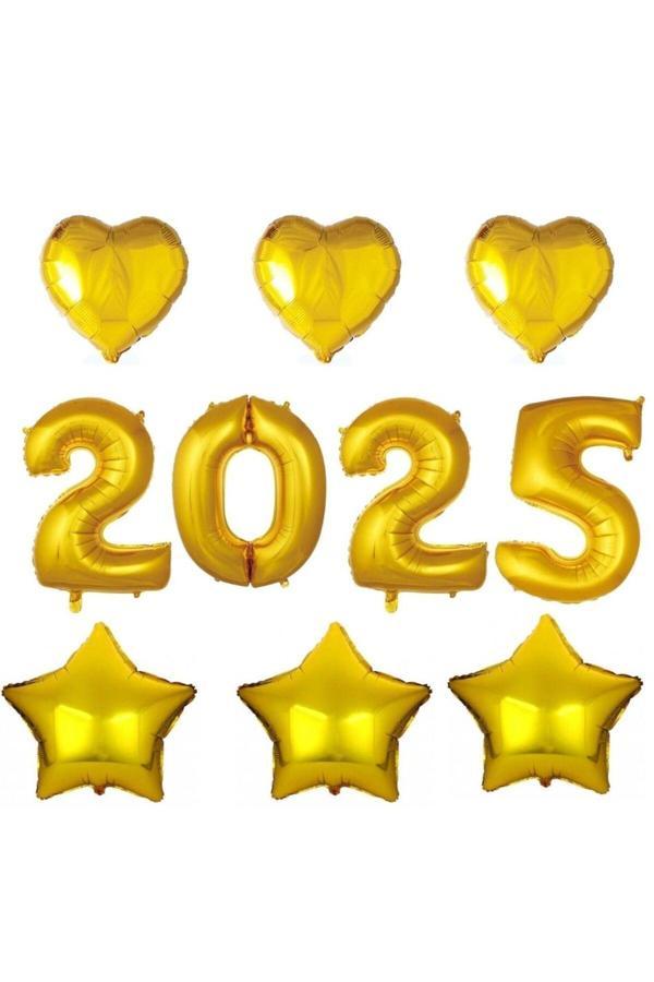 Parti Sürprizi Yılbaşı Partisi Gümüş 2025 Folyo Balon Set - Image 1