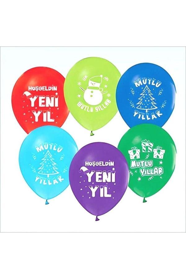 Parti Sürprizi Yılbaşı Mutlu Yıllar Latex Balon 10 Adet - Image 1