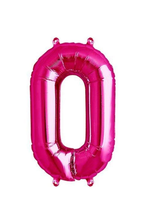Parti Sürprizi Pembe 0 Rakam Folyo Balon 40 cm 1 Adet - Image 1