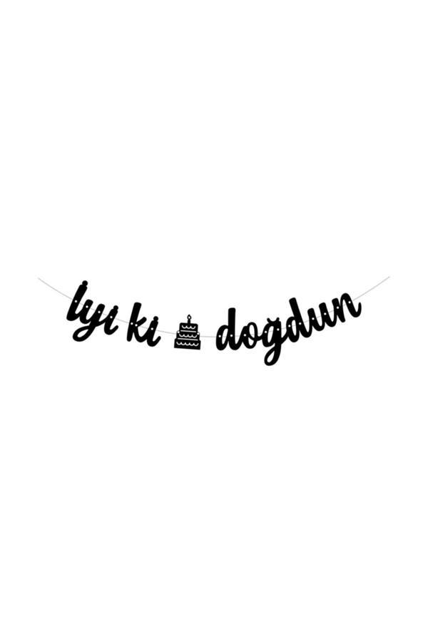 Parti Sürprizi Siyah Iyi Ki Doğdun Kaligrafi Banner 1 Adet - Image 1