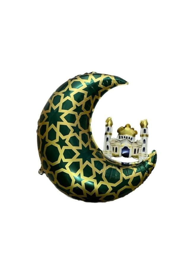 Parti Sürprizi Yeşil Cami Ve Hilal Şekilli Folyo Balon 1 Adet - Image 1