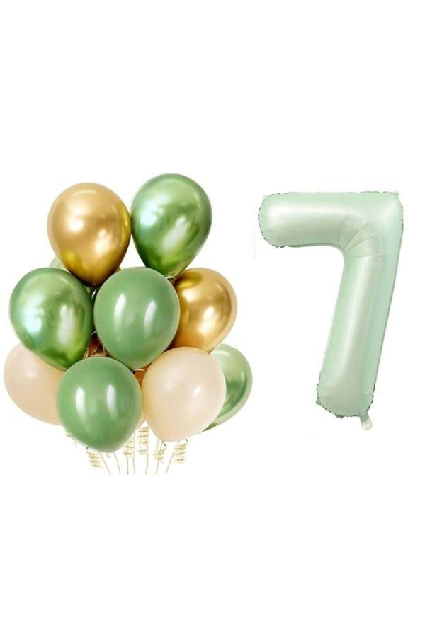Parti Sürprizi Retro Su Yeşili 7 Yaş Latex Balon Set - Image 1