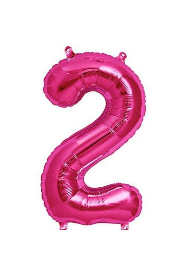 Parti Sürprizi Pembe 2 Rakam Folyo Balon 40 cm 1 Adet - Image 1