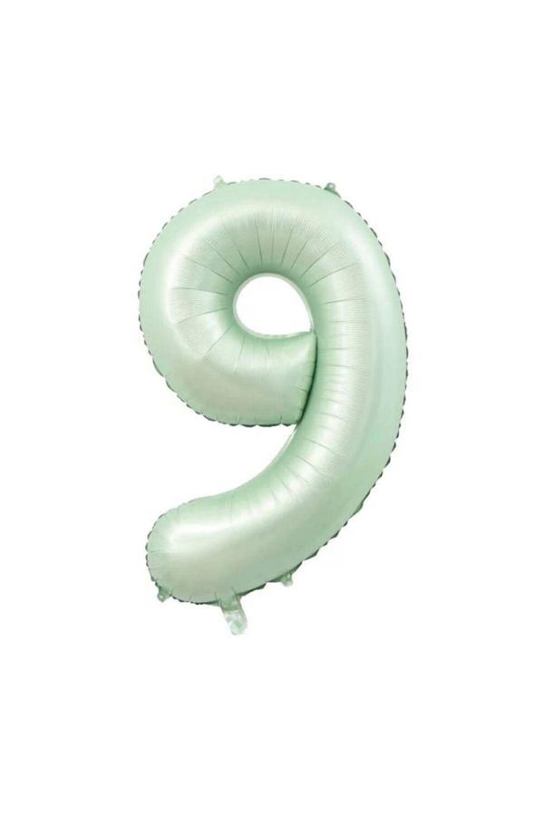 Parti Sürprizi Retro Su Yeşili 9 Rakam Folyo Balon - Image 1