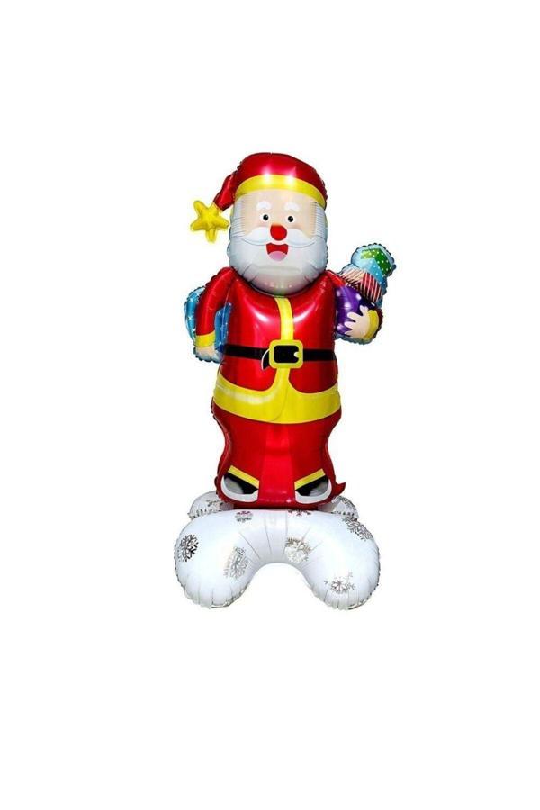 Parti Sürprizi Yılbaşı Partisi Hediye Paketli  Noel Baba Folyo Balon 156 cm 1 Adet - Image 1
