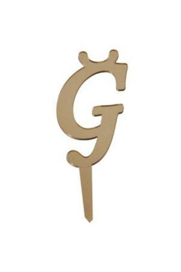 Parti Sürprizi Ğ Harf Aynalı Altın Renk Pleksi 7 Cm - Image 1