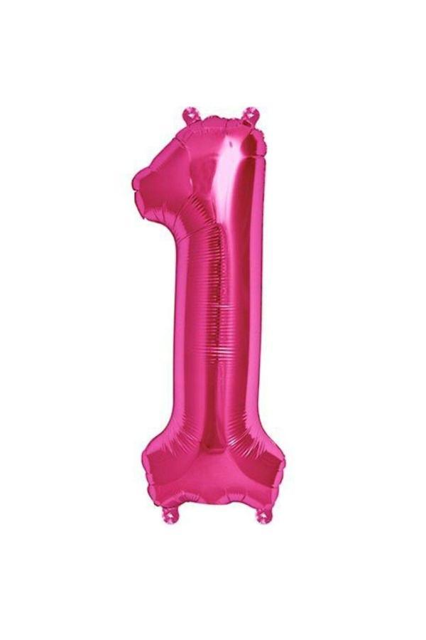 Parti Sürprizi Pembe 1 Rakam Folyo Balon 40 cm 1 Adet - Image 1