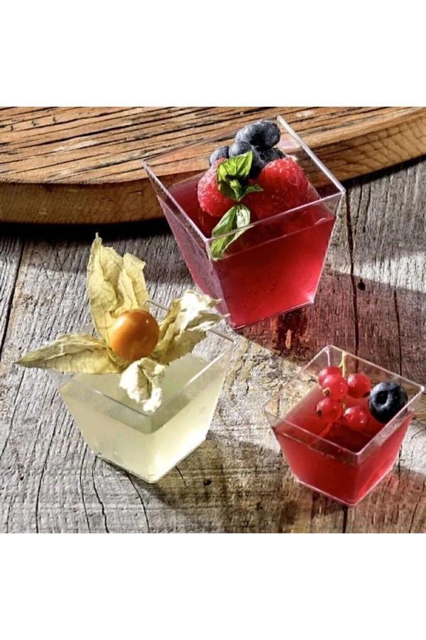 Parti Sürprizi Kübik Prizma Kase Mika Plastik Şeffaf  Sunum Kabı 10 Adet 200 cc - Image 1