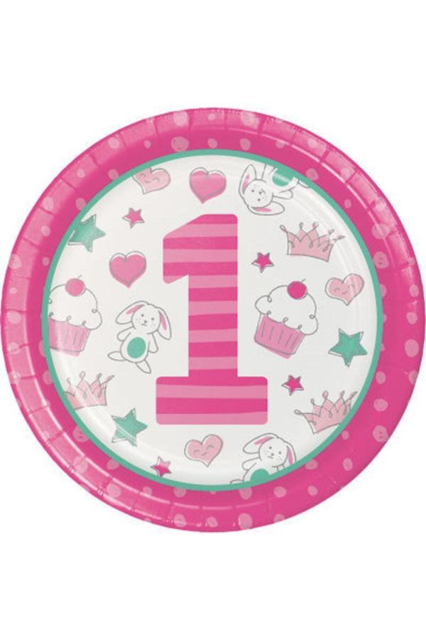Parti Sürprizi 1 Yaş Kız Teması Tabak 8 Adet - Image 1