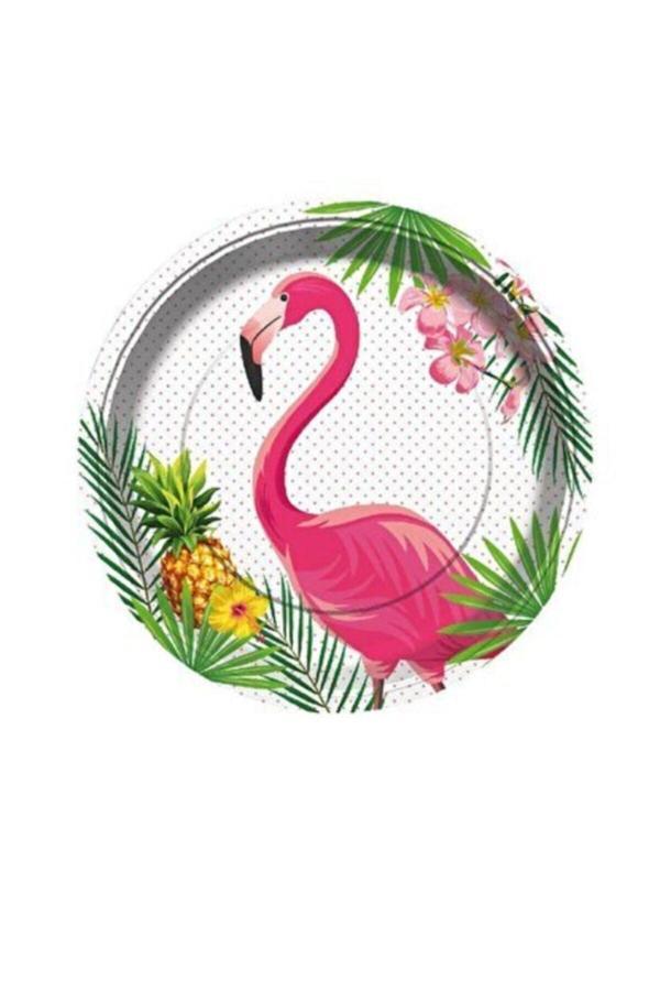 Parti Sürprizi Flamingo ve Arkadaşları Tabak 8 Adet - Image 1