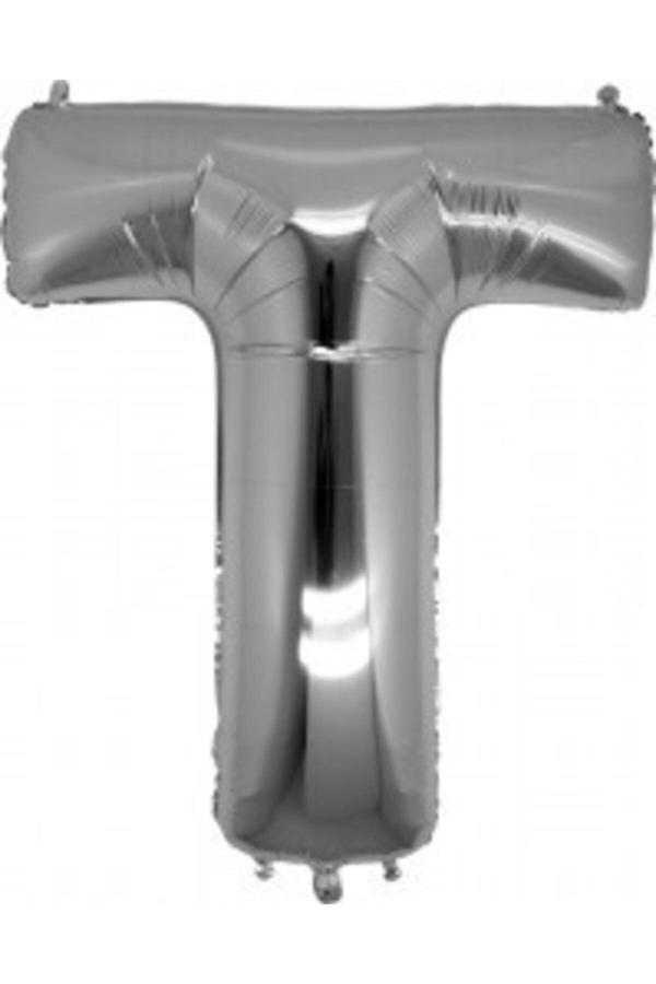 Parti Sürprizi Folyo Balon T Harfi Gümüş Renk 100 Cm - Image 1