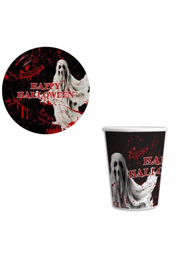 Parti Sürprizi Halloween Cadılar Bayramı 8 Li Tabak Bardak Set - Image 1