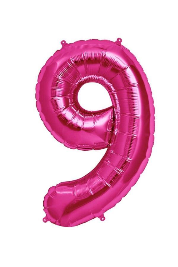 Parti Sürprizi Folyo Balon 9 Rakamı Pembe 100 Cm - Image 1