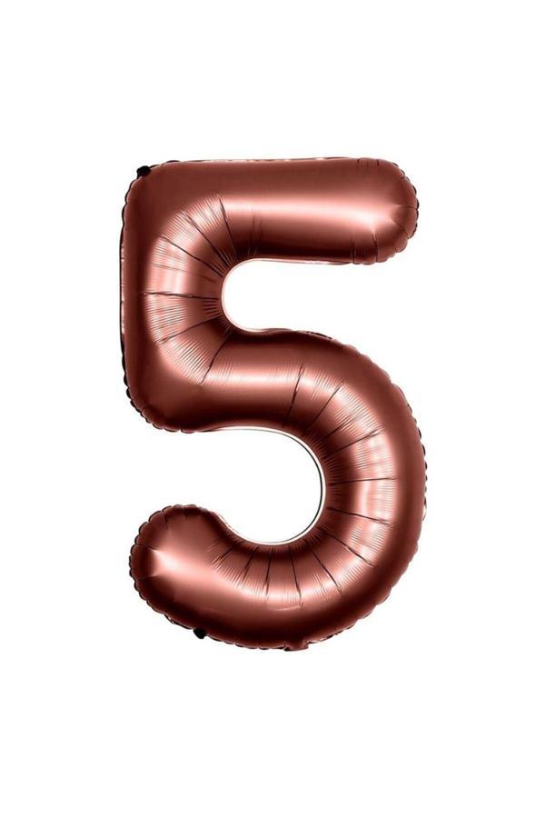 Parti Sürprizi Retro Çikolata Kahve 5 Rakam Folyo Balon 100 cm - Image 1