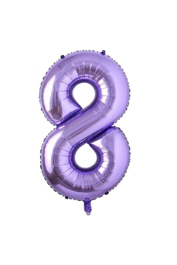 Parti Sürprizi Mor Renk 8 Rakam Folyo Balon 100 cm - Image 1
