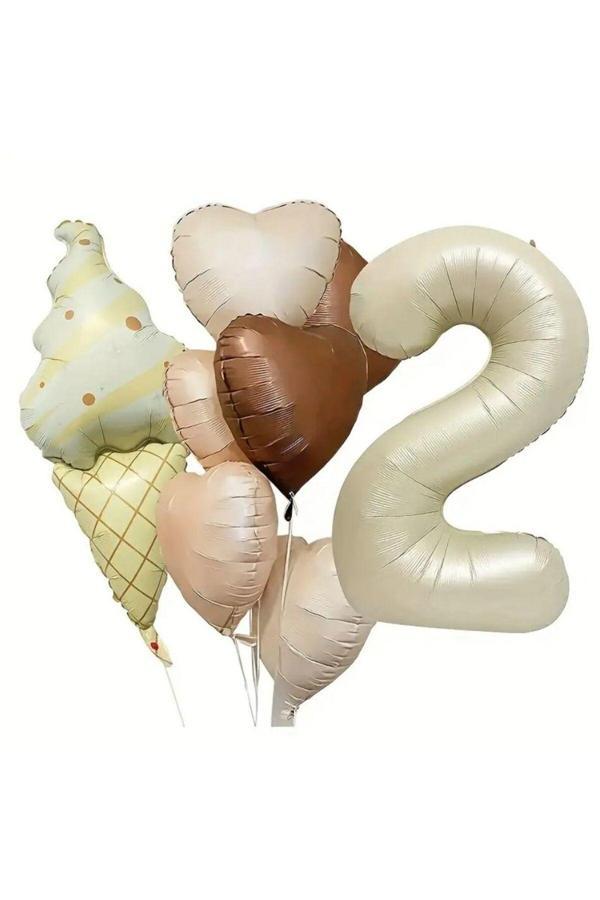 Parti Sürprizi Retro Dondurma Kalp 2 Yaş Folyo Balon Set - Image 1