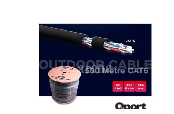 QPORT Q-CAT02 500mt CAT6 Outdoor 23AWG 0.58MM UTP Kablo - Image 1