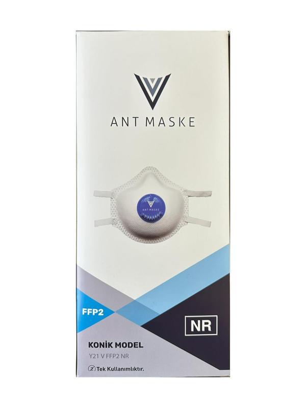 Ant Beyaz Ventilli FFP2 NR Toz İş Güvenlik Sanayi Boya Konik Maske - 25 Adetlik Paket  - Image 1