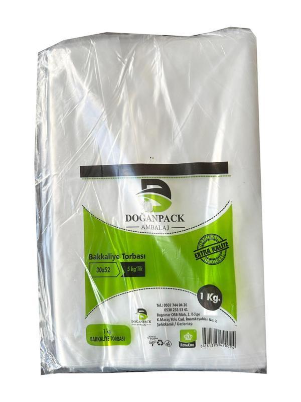 Doğanpack Şeffaf Naylon 5 lik 30x52 Cm. Bakkaliye Poşeti Torbası - 1 Kg. - Ort. 85 Adet - 1 Paket - Image 1