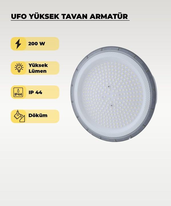 Yüksek Tavan Ufo Armatür 200W - 6500K Beyaz Işık - Image 1
