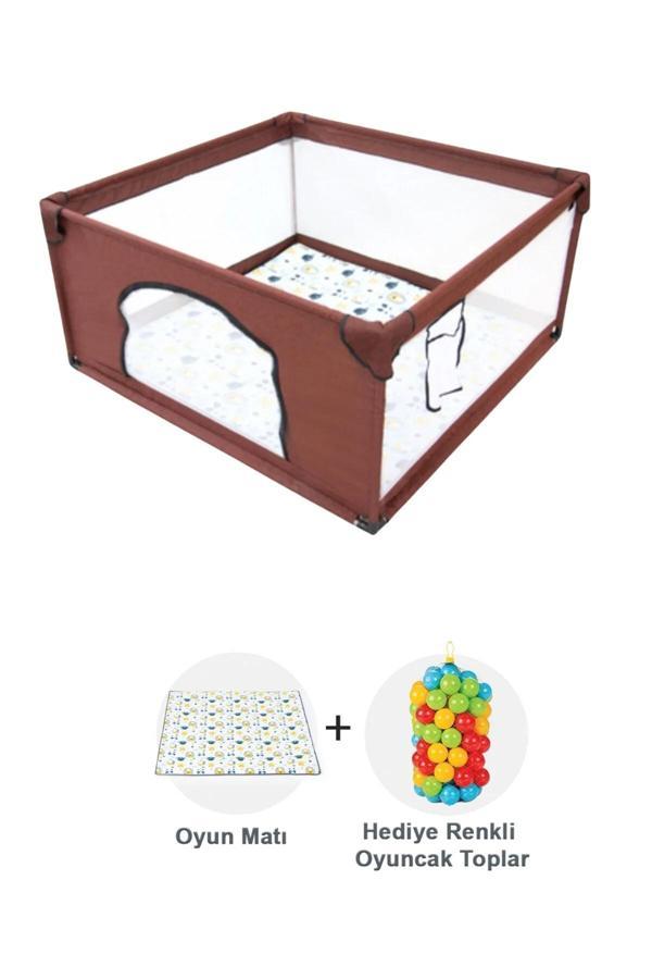 Premio Keten Güvenli Bebek Ve Çocuk Oyun Alanı Oyun Parkı 120x120 Oyun Matı Ve Topları - Image 1