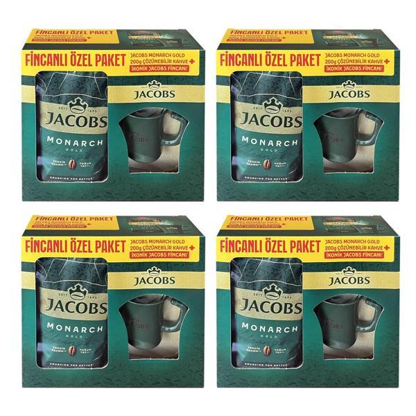 Jacobs Monarch Gold 200 gr İkonik Jacobs Fincanlı Set x 4 Adet - Image 1